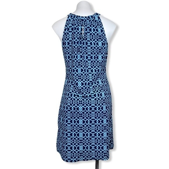 Jude Connally Lisa Blue Print Halter Dress S Coastal Sun Summer Beach Preppy - Picture 6 of 10